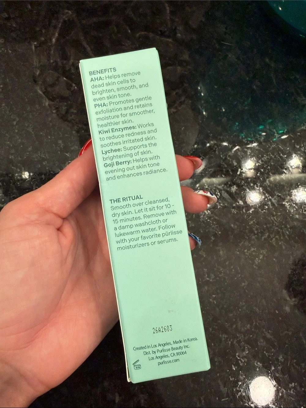 purlisse Mint Green Exfoliating Facial Mask - AHA + PHA Brightening